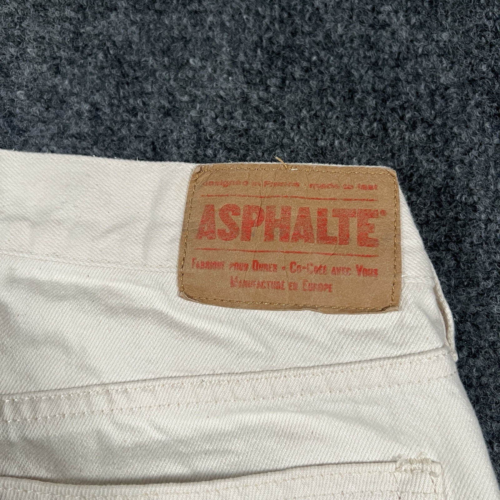 Asphalte Denim Jeans Selvedge Cream White Men’s Size 31×33 Portugal
