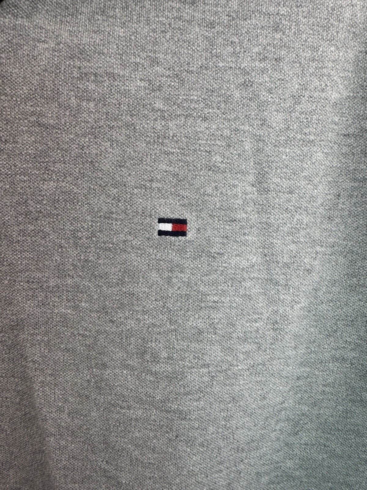 Tommy Hilfiger Custom Fit Gray Short Sleeve Solid Polo Shirt L/G Logo