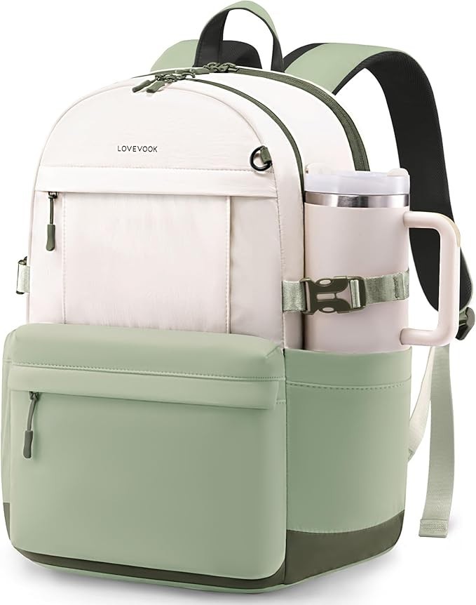 NWT LOVEVOOK Women’s Backpack, 15.6 Inch Laptop, School Backpack GREEN/BEIGE