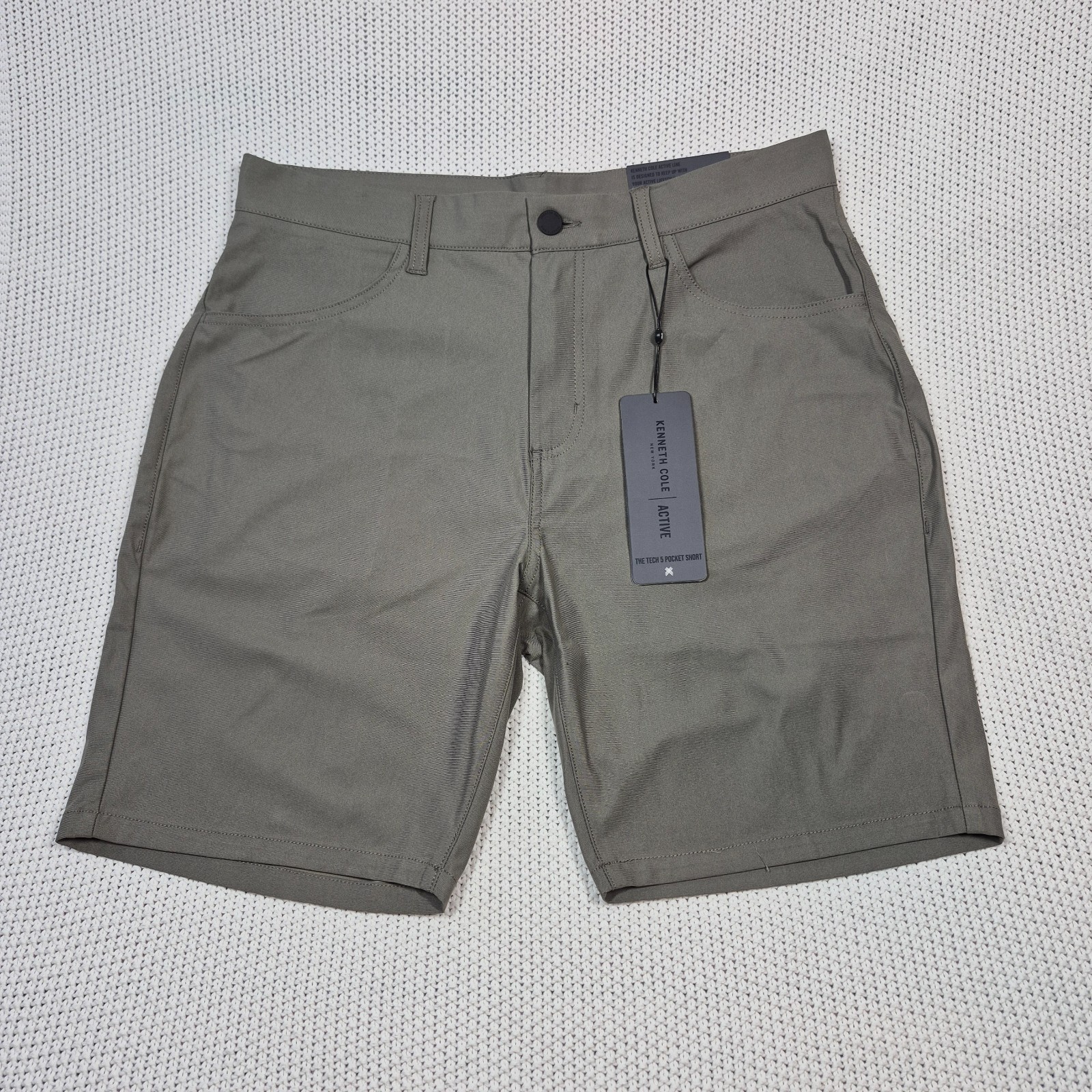 Kenneth Cole Active Tech Workout Shorts Sz 32 Slim Fit Stretch Rover Grey