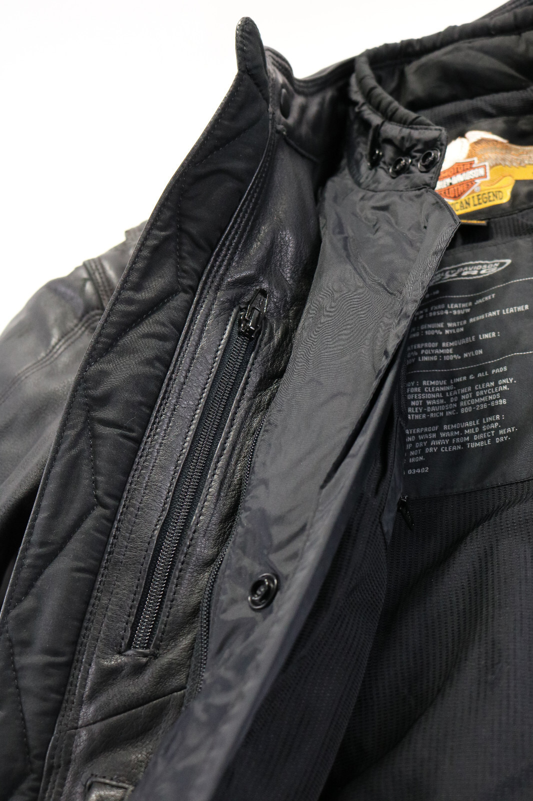 harley davidson jacket M black leather FXRG waterproof liner armor bar zip snap