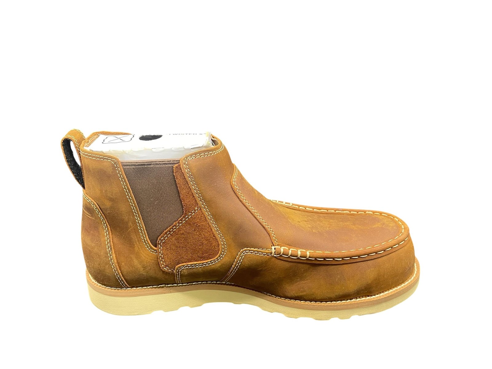 Twisted X Men Work Chelsea Boot MCAN001 4″ Sole Boot Oiled Saddle Size 12 M