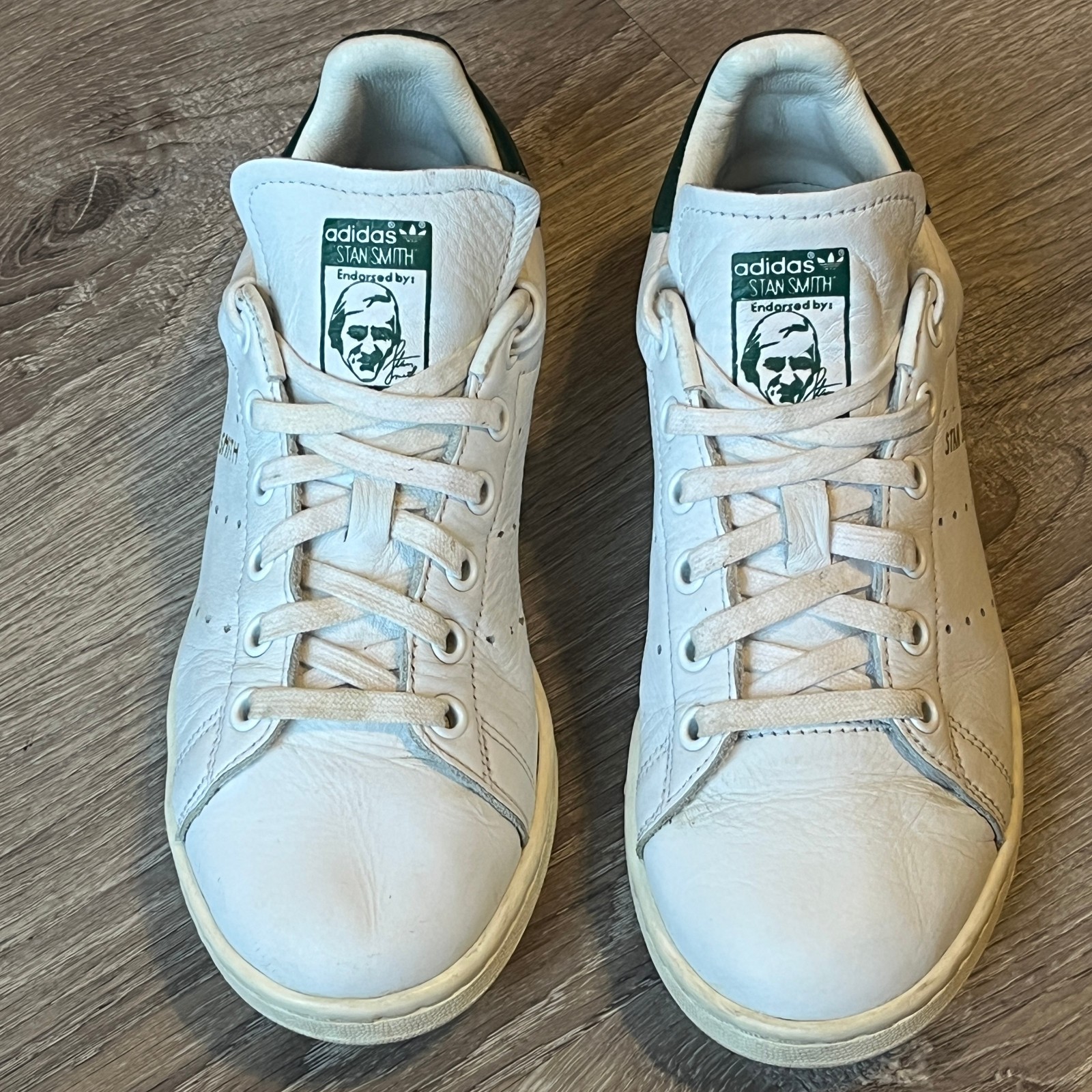 Adidas Stan Smith Tennis Sneakers White Dark Green Womens 6 Mens 5 EU 37 1/3