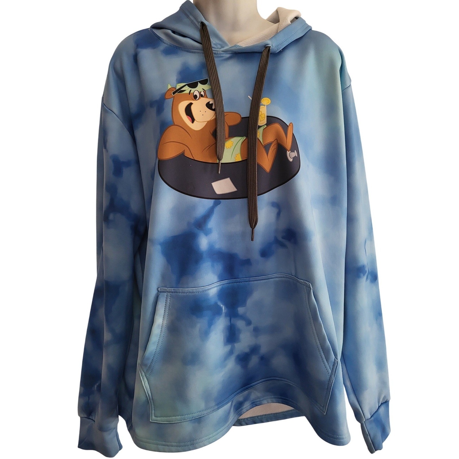 Yogi Bear Hoodie Pullover Long Sleeve Relaxed Fit Graphic Sweatshirt Adult L
