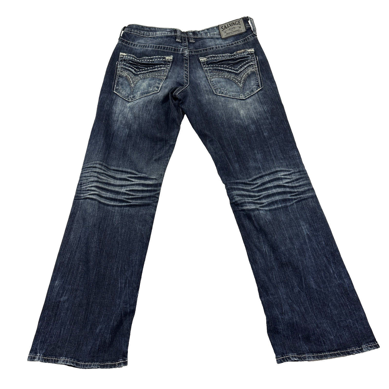 Salvage Denim Anarchy Jeans Mens 31R 32×32 Relaxed Straight Buckle Blue EUC