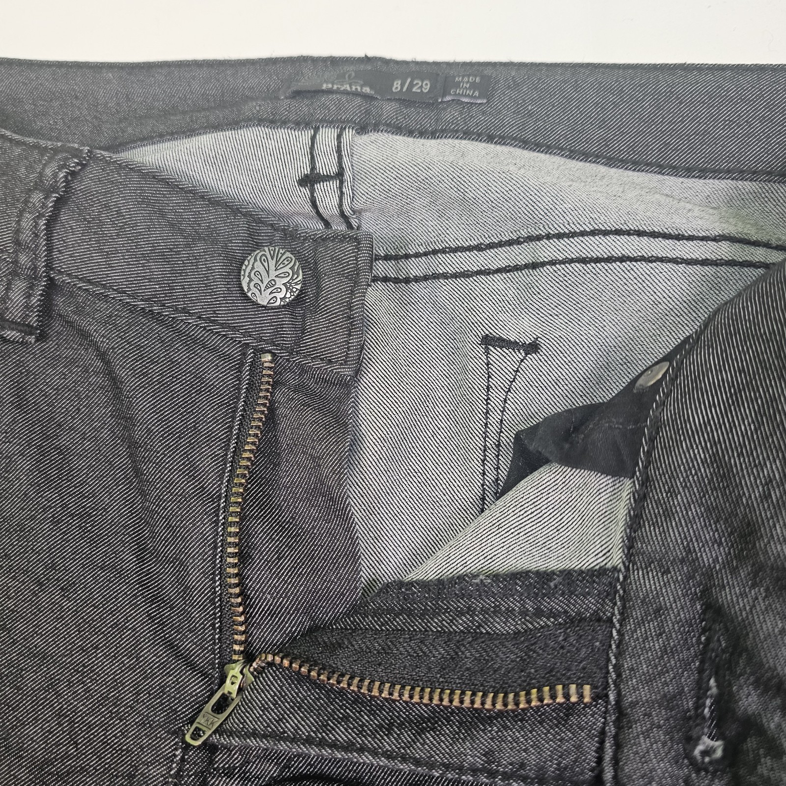 PrAna Size 8/29 Womens Charcoal Grey Organic Cotton Blend Straight Stretch Pants