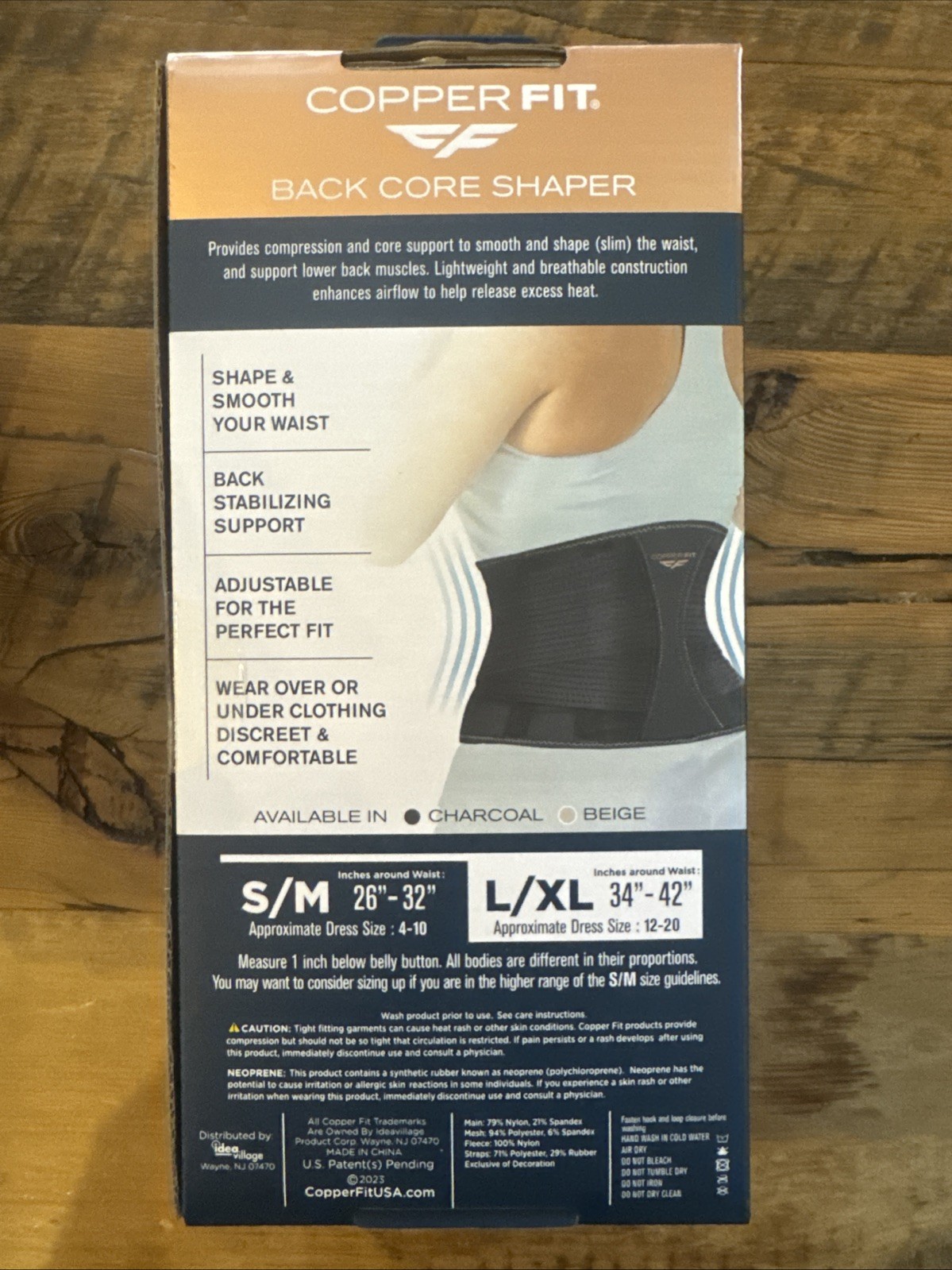 Copper Fit Core Shaper *Supports Your Back & Waist* Sz L/XL 34”to 42″ Charcoal