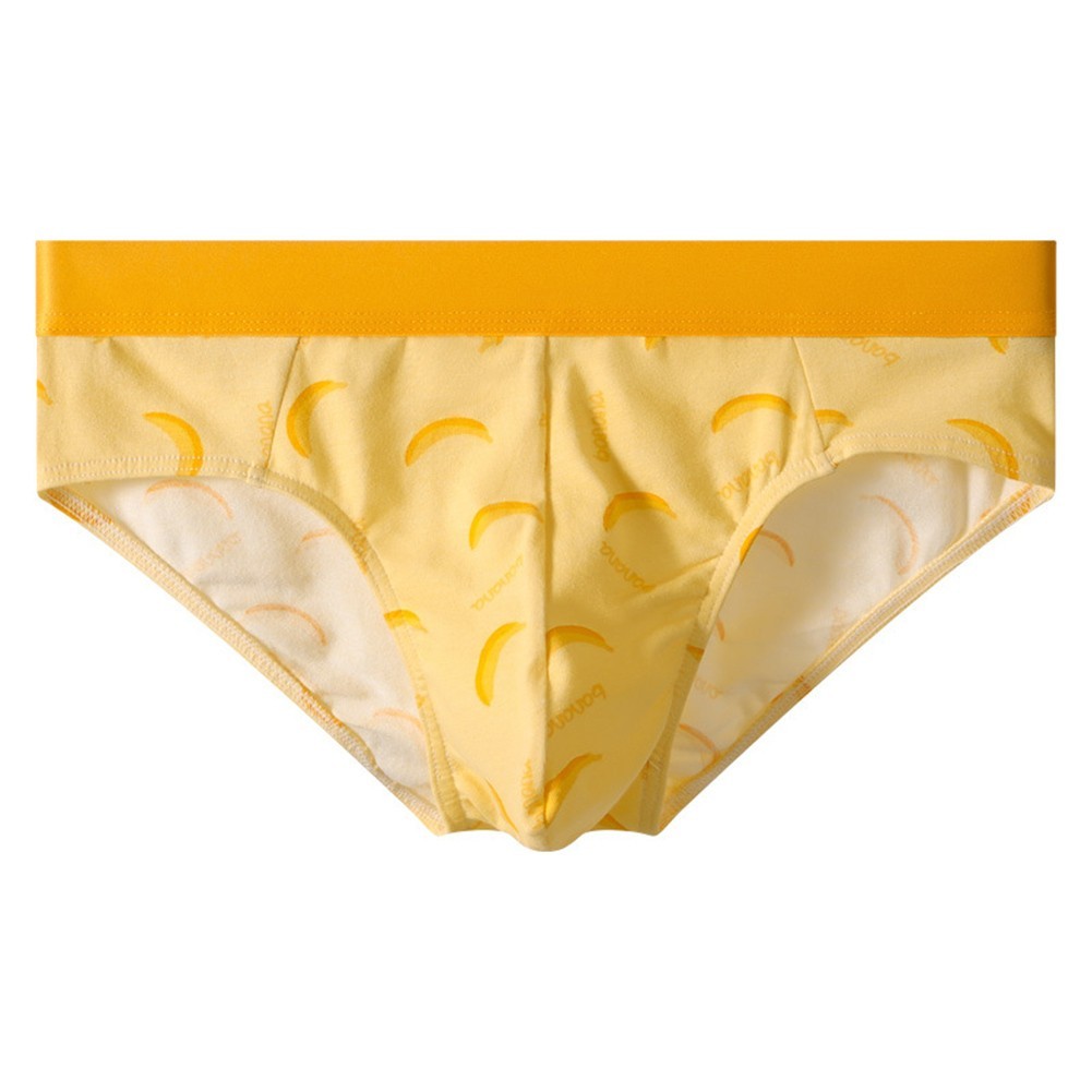 Men Breathable Cotton Briefs Underwear Mid Rise with Classic Printed Print