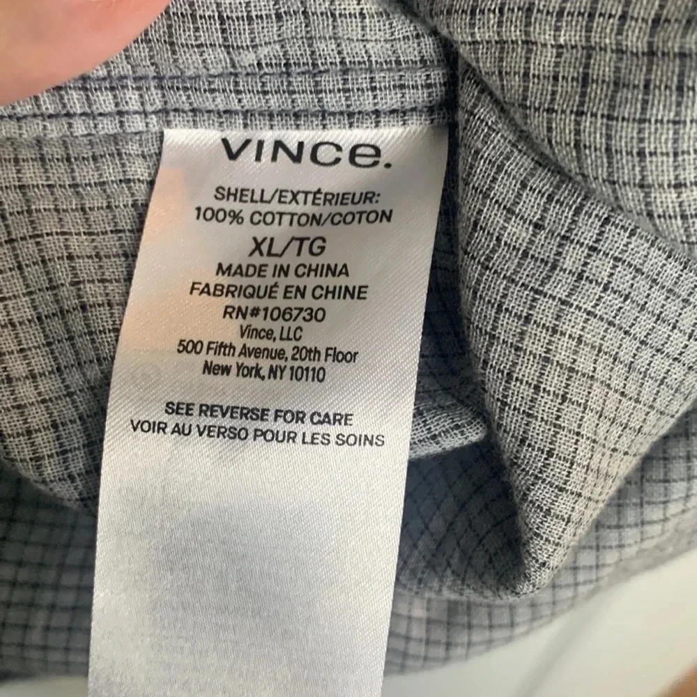 NWOT mens VINCE blue lightweight cotton shirt size XL