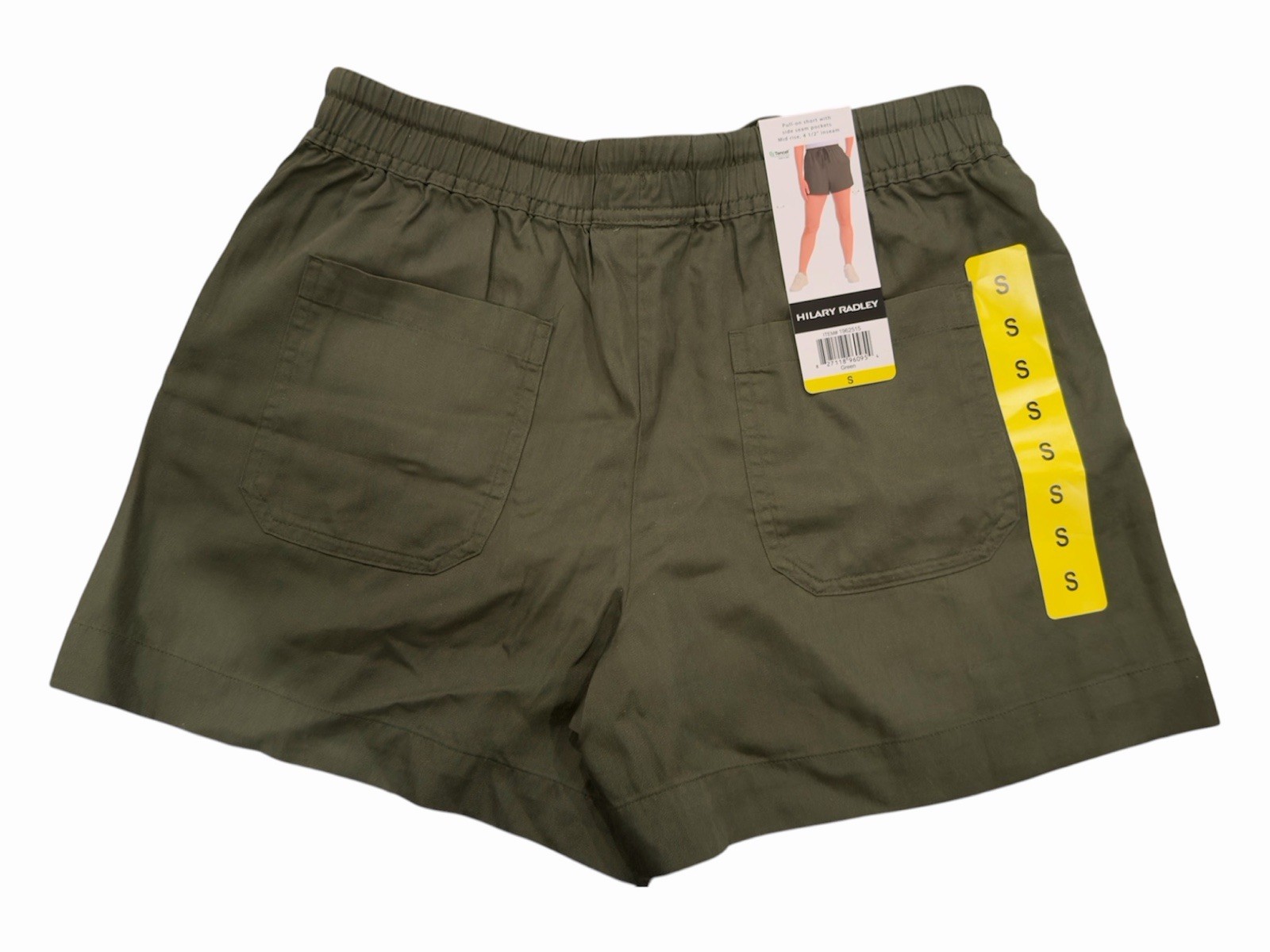Hilary Radley Women’s Green Lyocell Athletic Shorts Pull-On Drawstring Pockets S