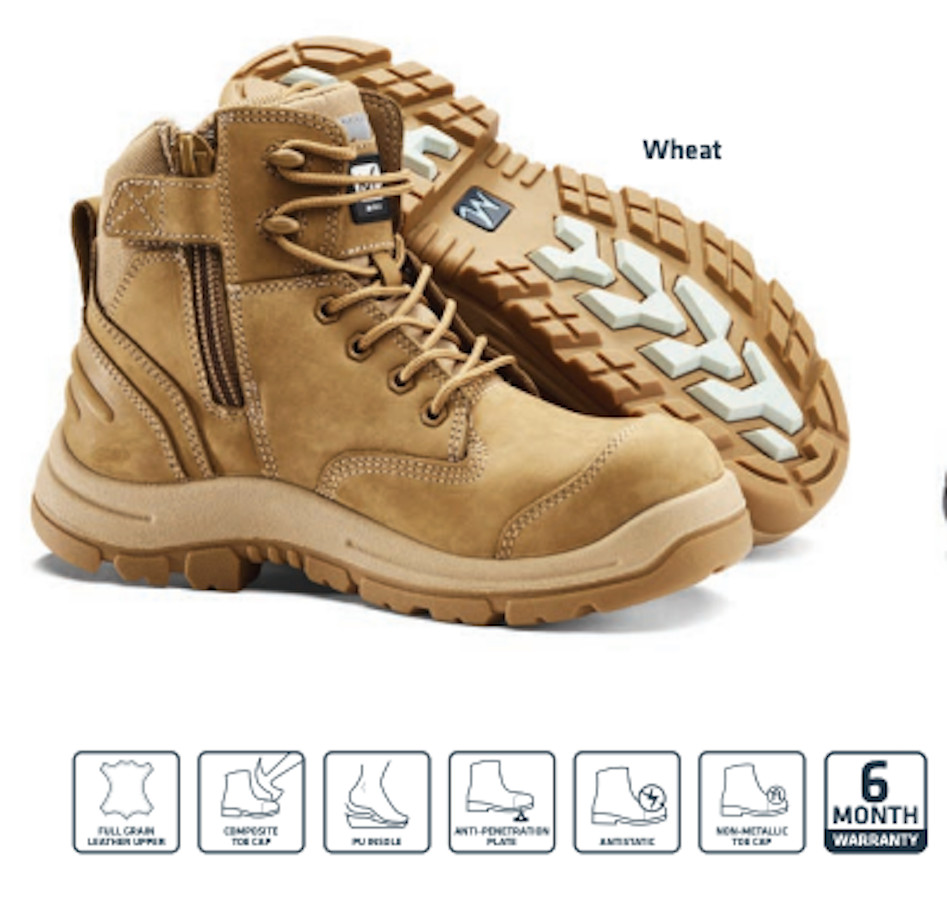 M.R.X. TYSON ZIP SIDED LACE UP SAFETY BOOTS STEEL TOE DURABLE AUS 9 SIZE