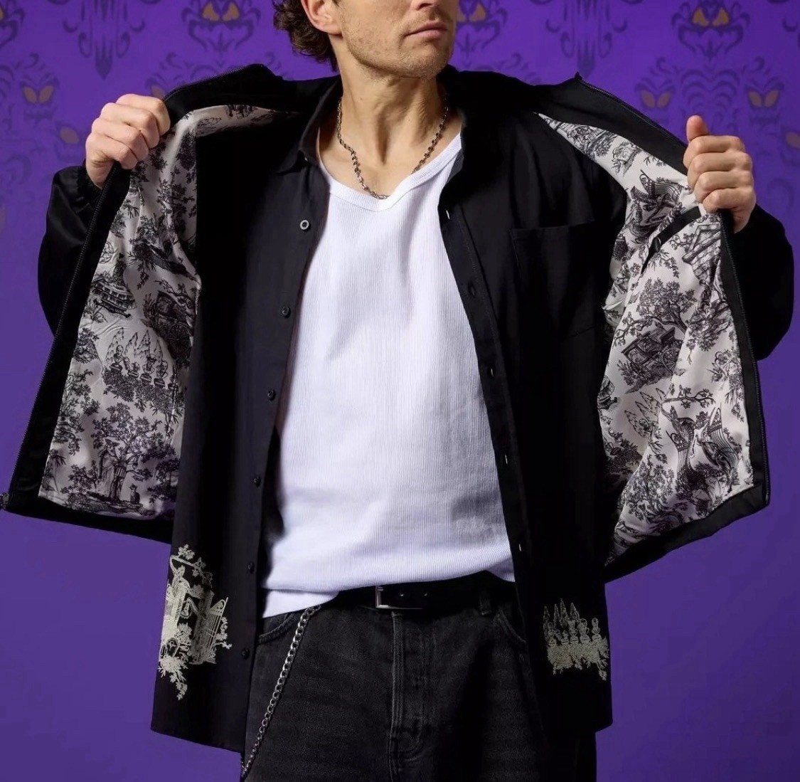 Disney Parks The Haunted Mansion Men’s Black Woven Jacket – XL – NEW
