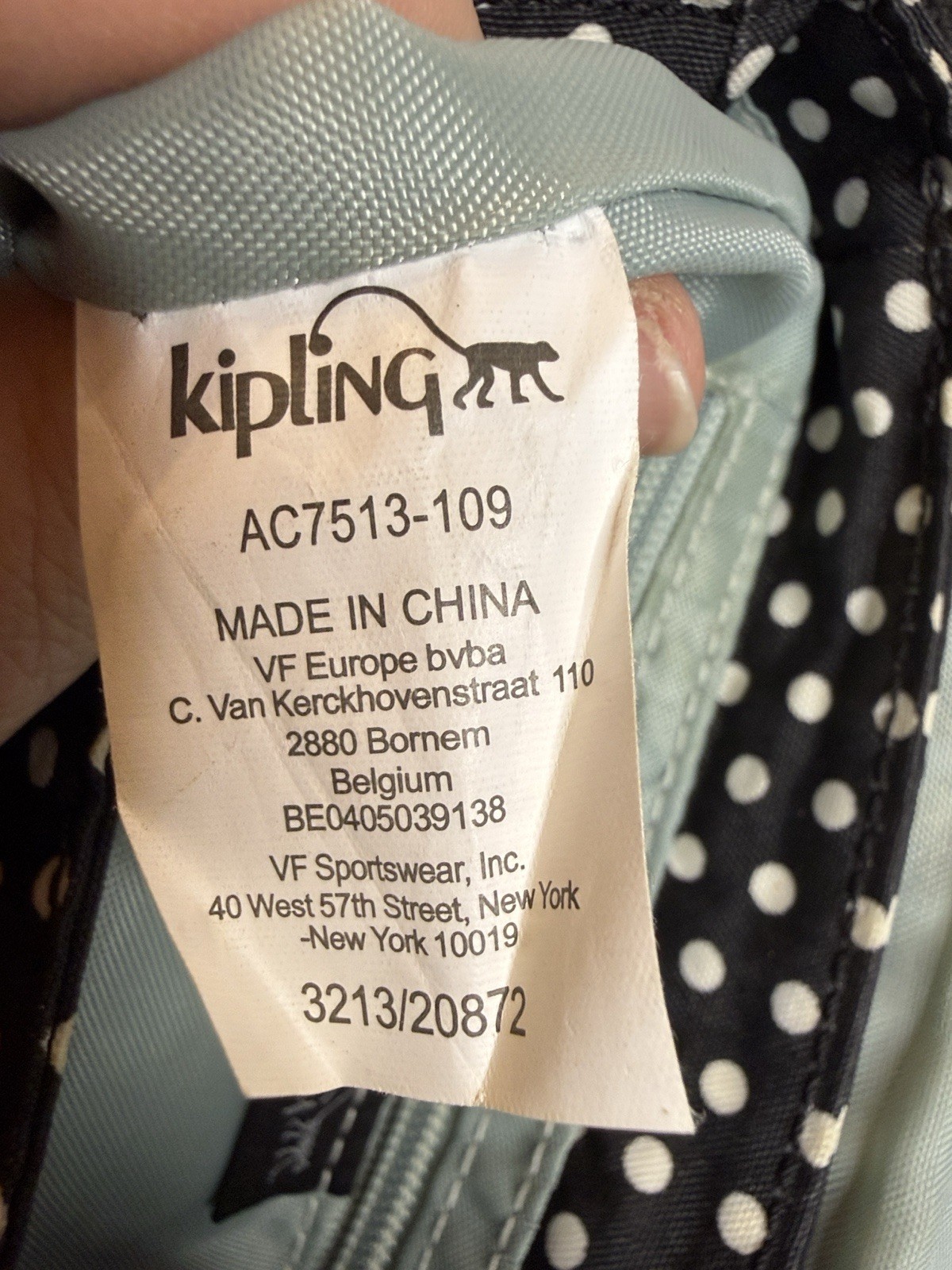 Kipling Sabian Mini Crossbody Bag – Black & White Polka Dot Nylon Shoulder Bag