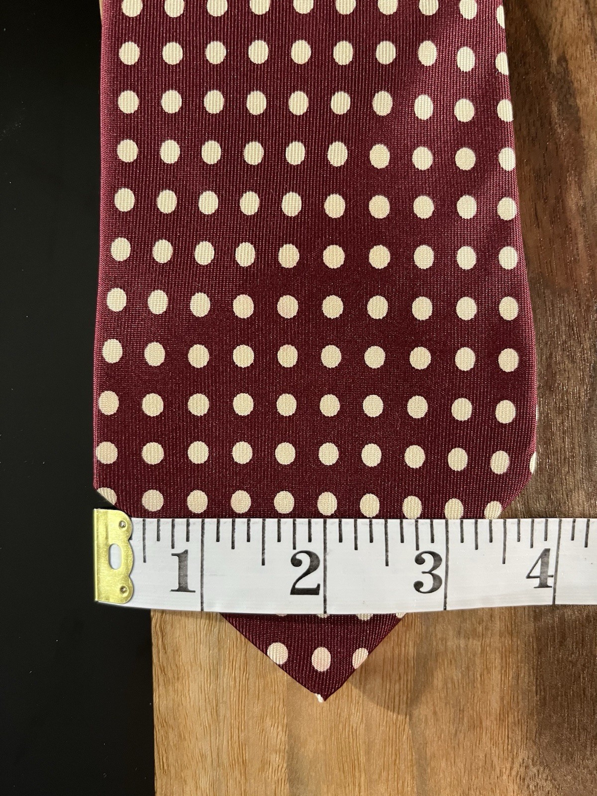 Vintage 90s Ralph Lauren Purple Label Silk Tie Polka Dot Made In England 3.5″