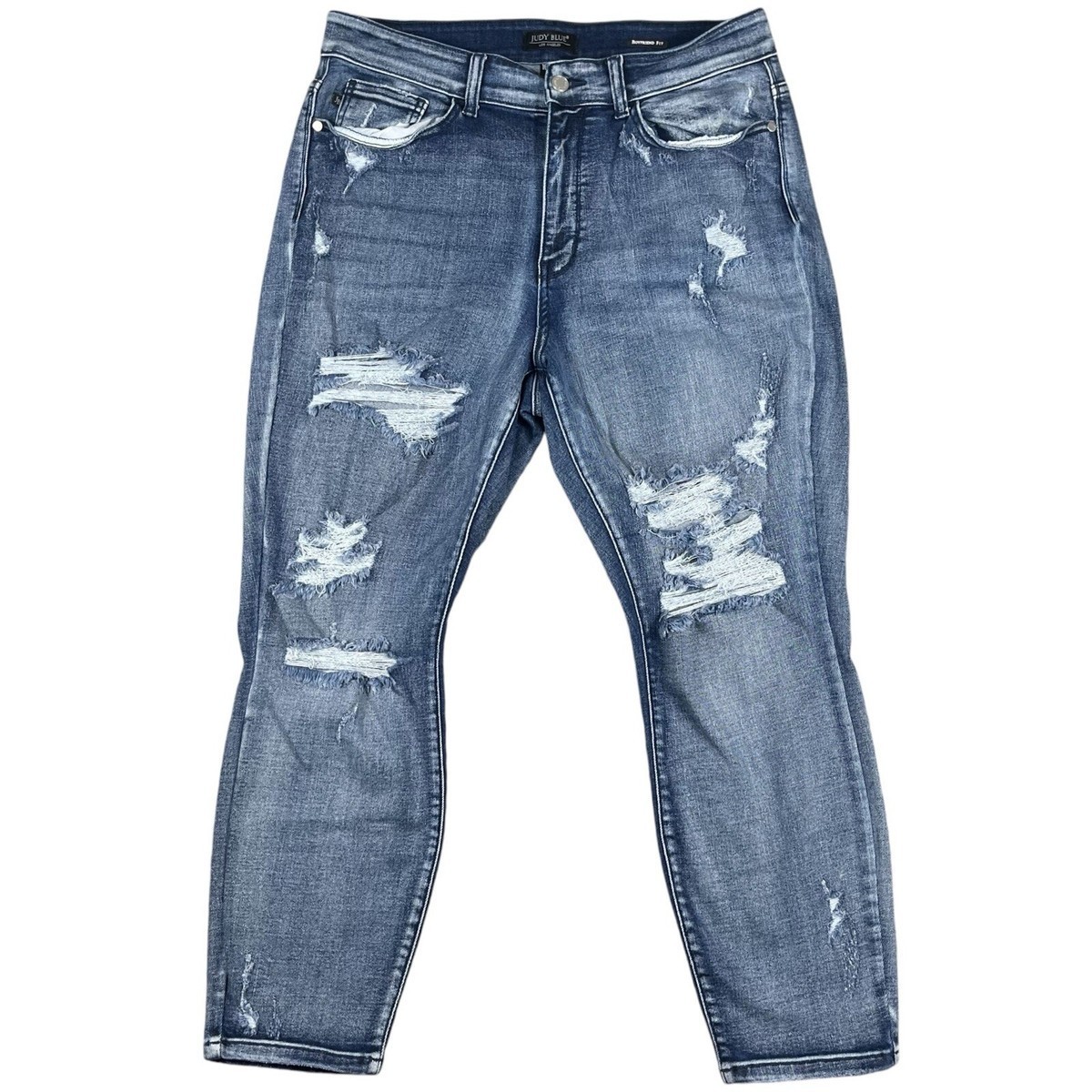 Judy Blue Women’s High Rise Destroyed Boyfriend Jeans, Size 14W
