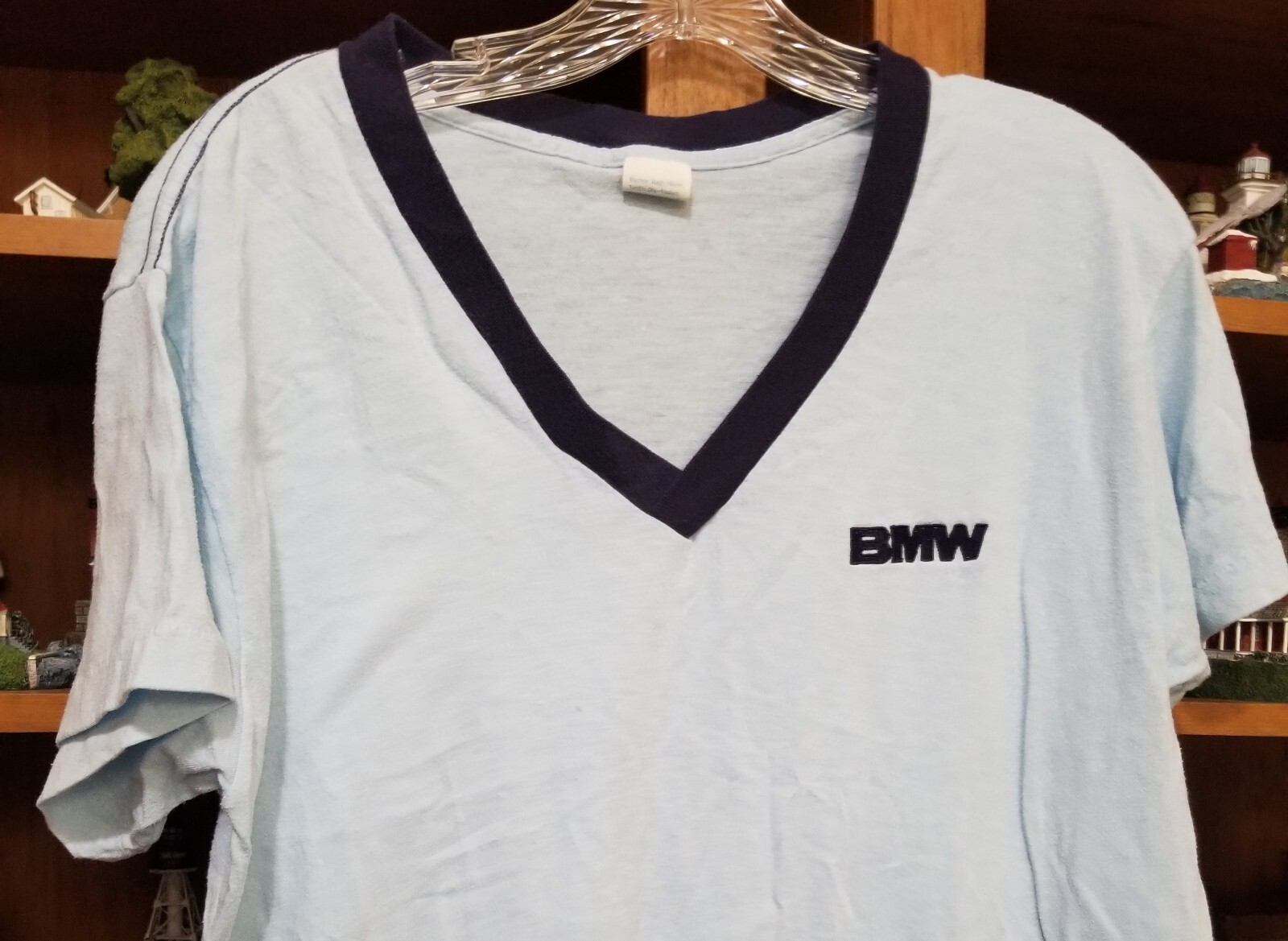 Vintage 1980’s CHED by Anvil BMW Nightgown Baby Blue with Navy Trim One Size