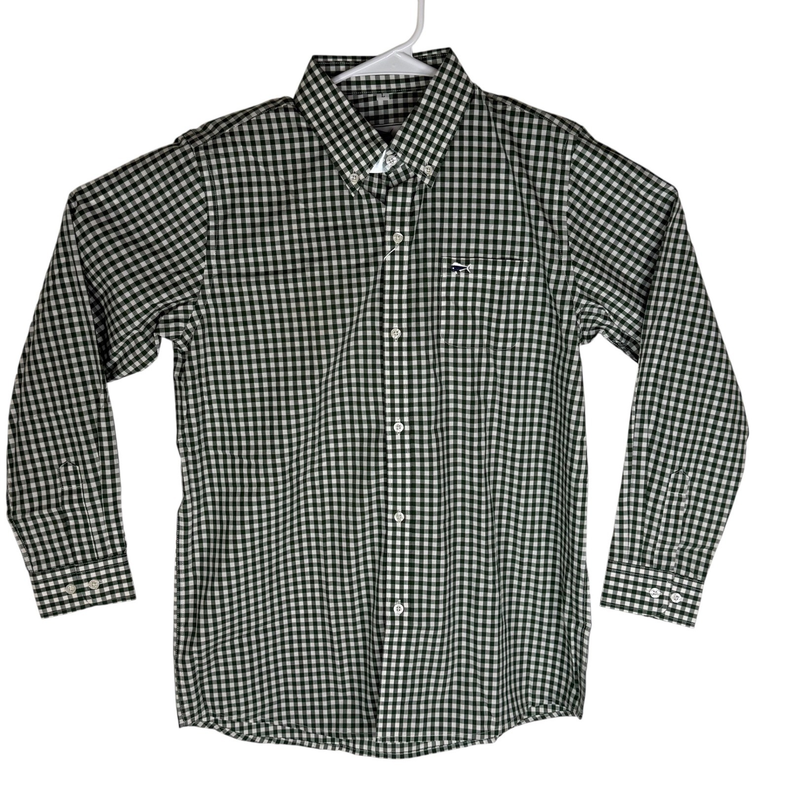 Southern Lure Boys Green Gingham Long Sleeve Button Down Shirt Youth Large NWT