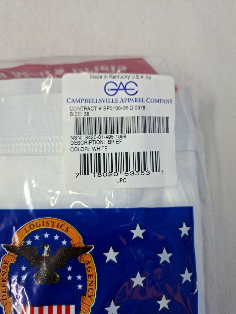 GI White Military Briefs DSCP 100% Combed Cotton 3 Pack Military Issue USA