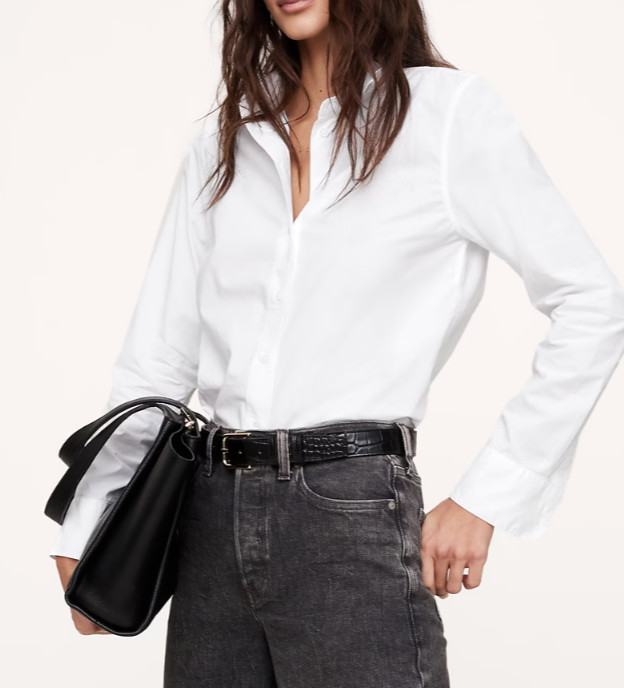 NWT! Banana Republic White $98 The Perfect Everyday Cotton Poplin Blouse Shirt M