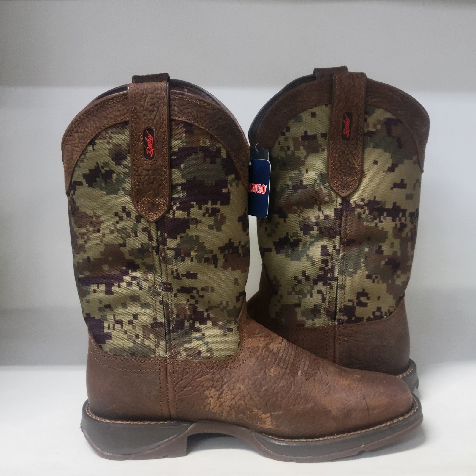 Durango Rebel 12″ Western Boot Dark Brown/Green Digi Camo Mens Size 9.5W