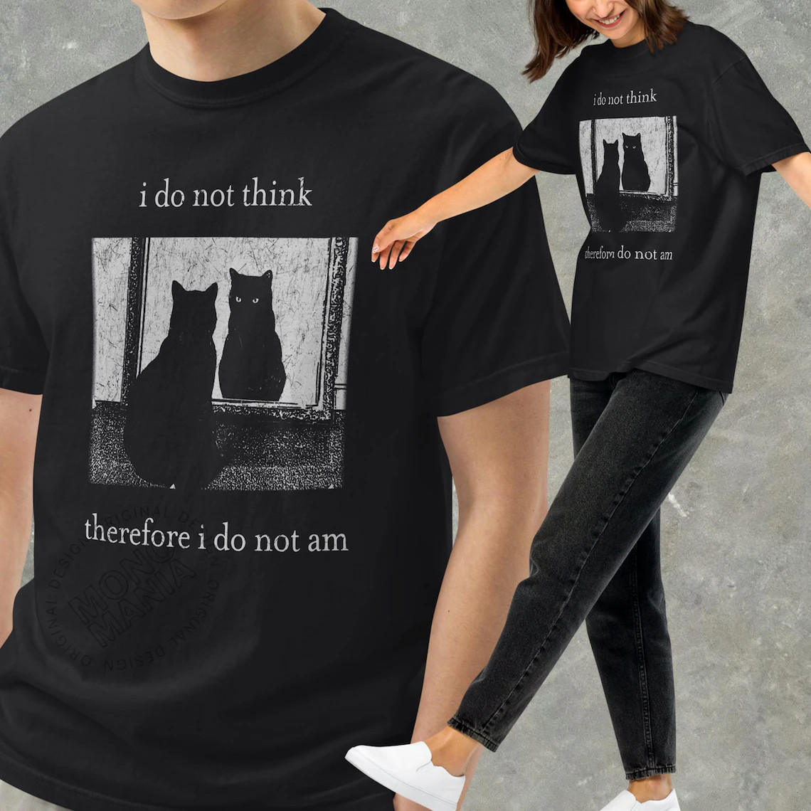 I do not think therefore i do not am Funny Cat shirt,Grunge tshirt,Vintage Shirt