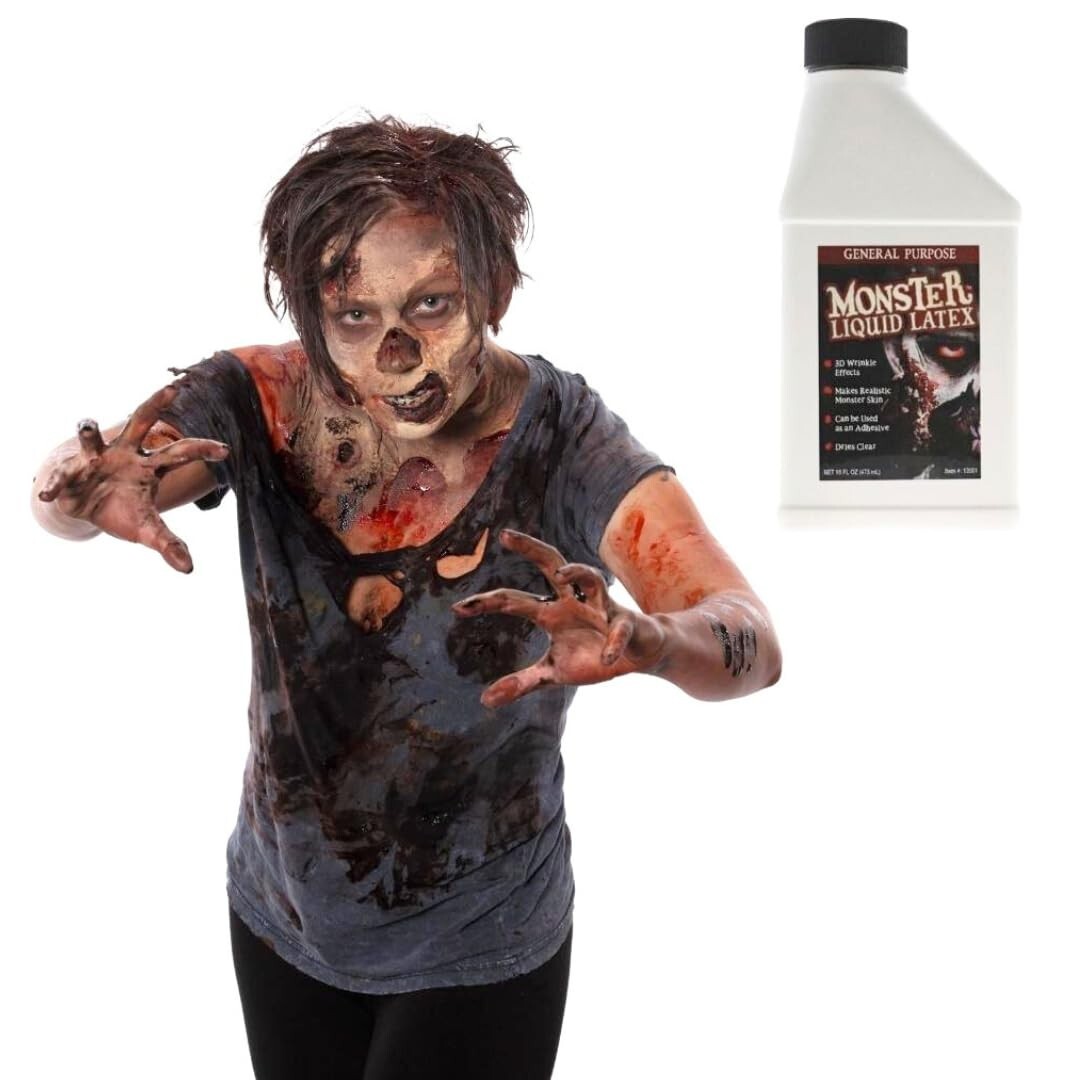 Monster Liquid Latex – Dries CLEAR – Creates Zombie Skin and FX