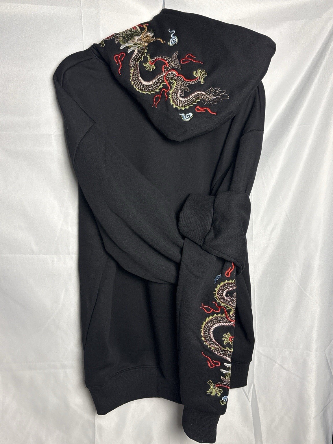 NIEPCE Dragon Embroidered Hoodie Black Pullover Sweatshirt 2XL NWT