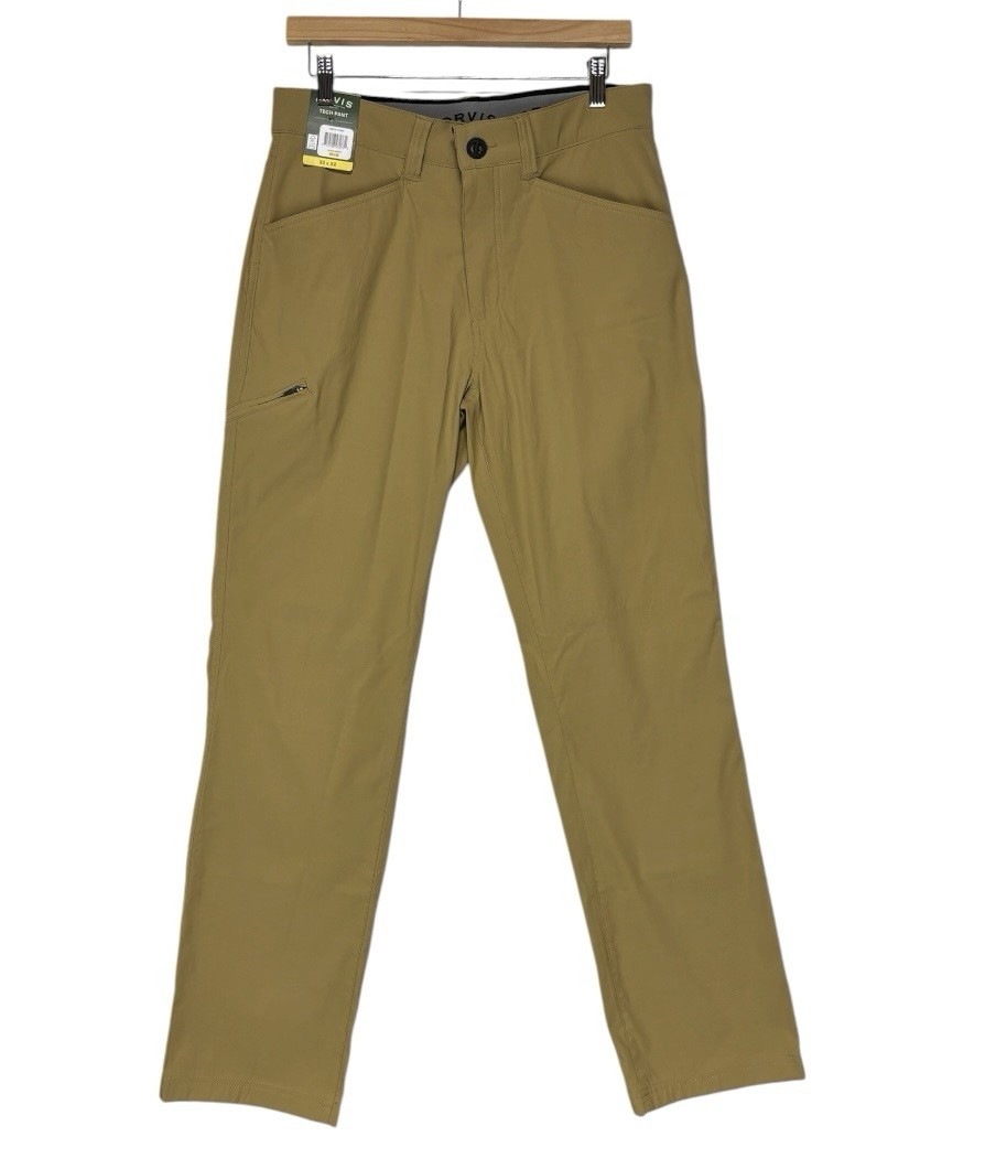 Orvis Tech Pants Mens 32×32 Beige Cargo Zip Pockets Stretch Water Repellent