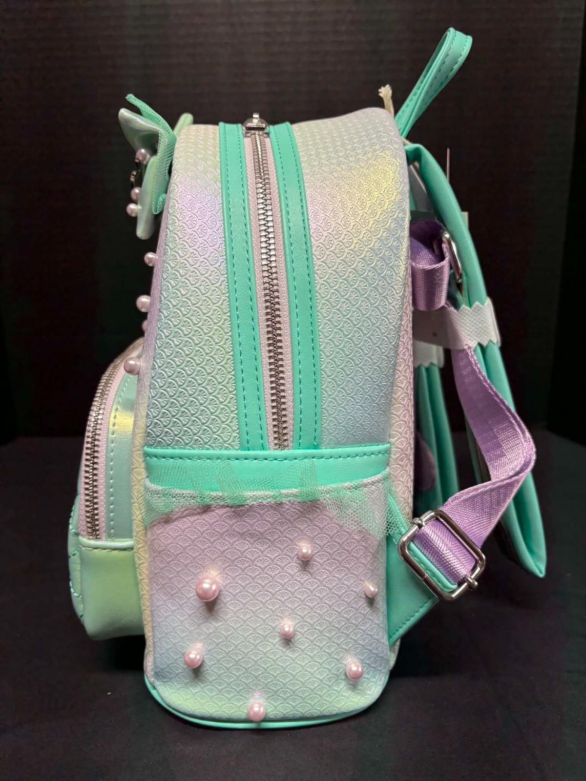 NWT Loungefly Disney Princess Ariel Little Mermaid Ombre Pearl Backpack & Wallet