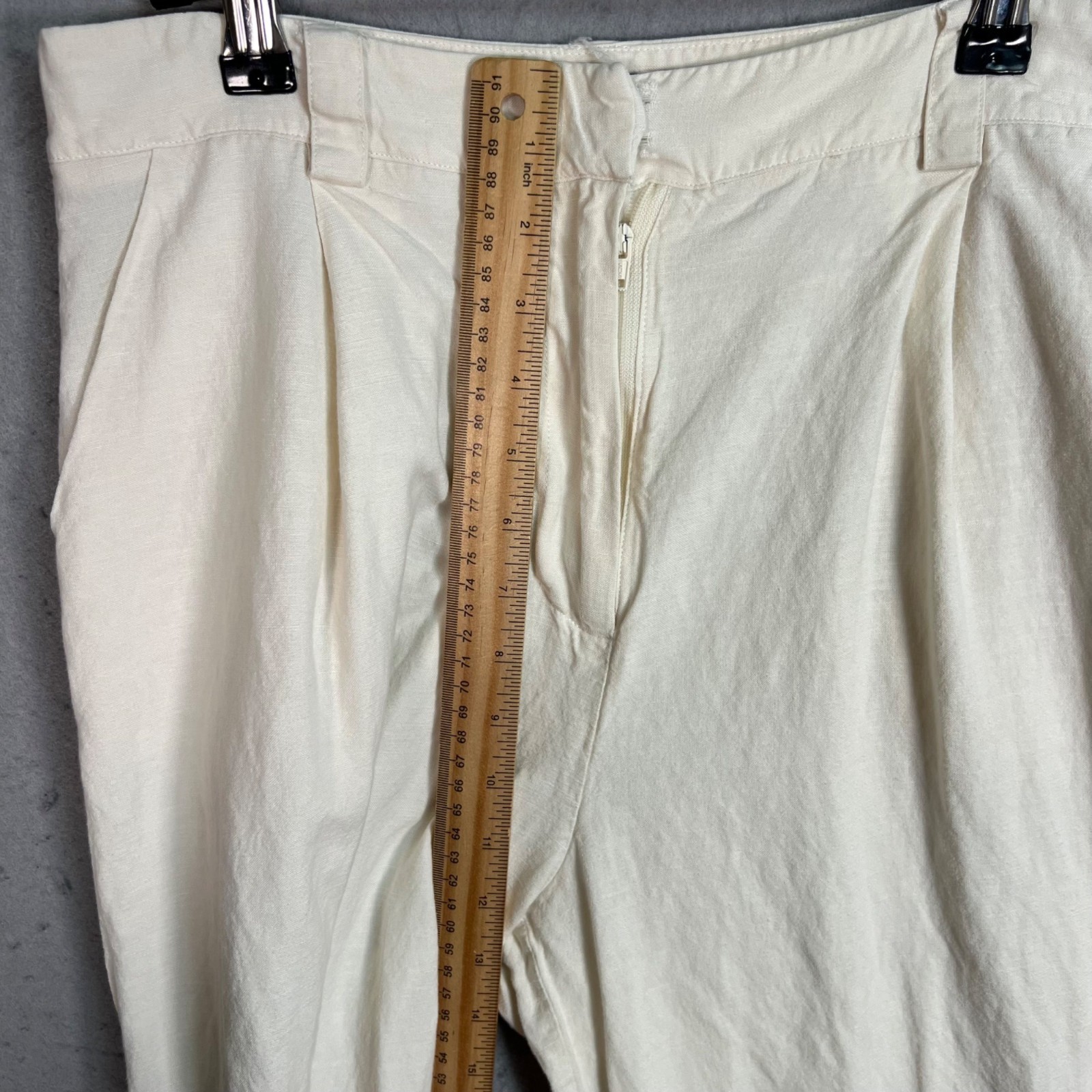 Lioness Womens Size Small Off-White High-Waisted Pleated Trousers Pants
