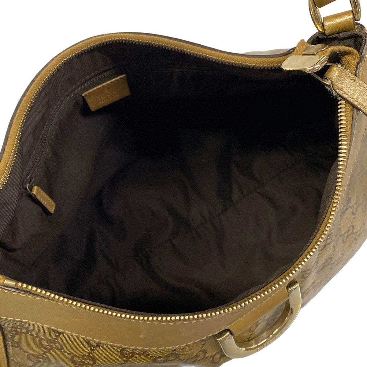 GUCCI Abby GG Monogram Bronze Jacquard Leather Shoulder Bag Auth