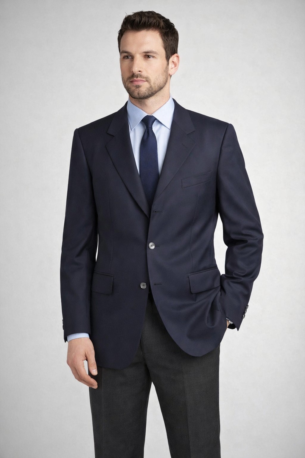 Corneliani Extra Fine Wool Suit Blazer 42R 3 Button Coat Navy Blue Italy