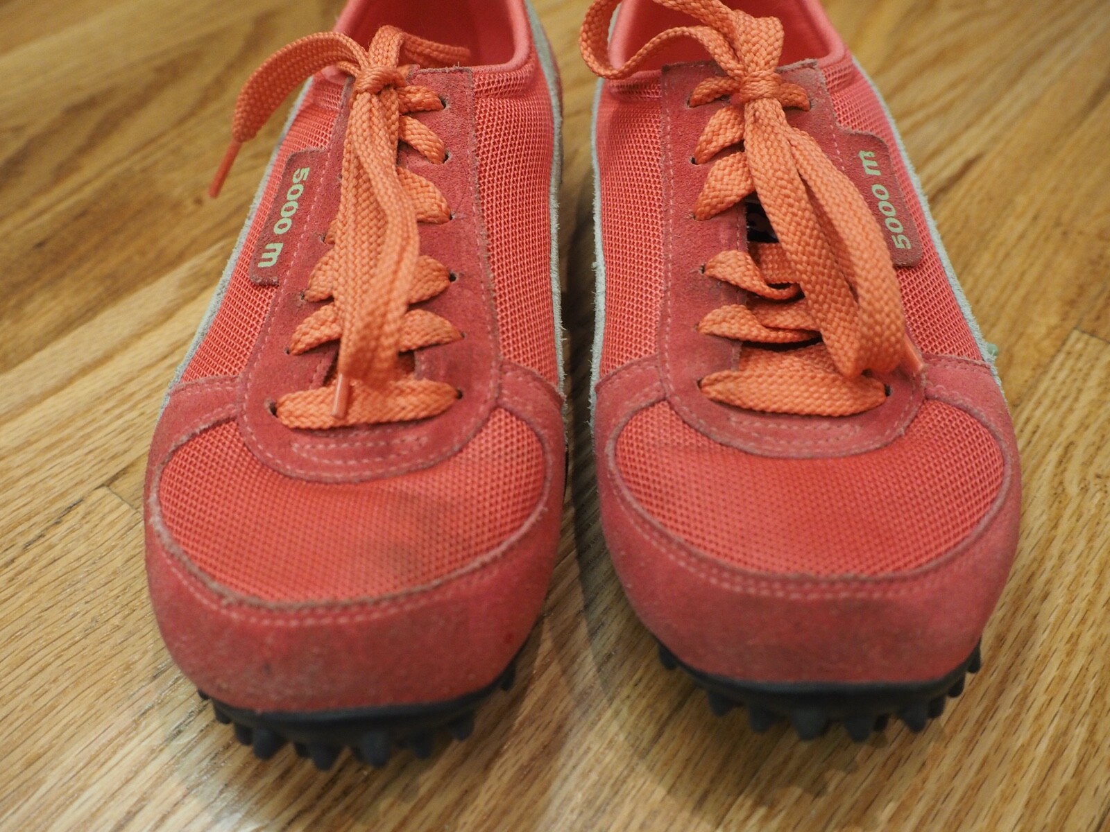 Puma Womens 5000m Sneakers Pink Mesh Textured Outsole Suede Overlay 7 37.5