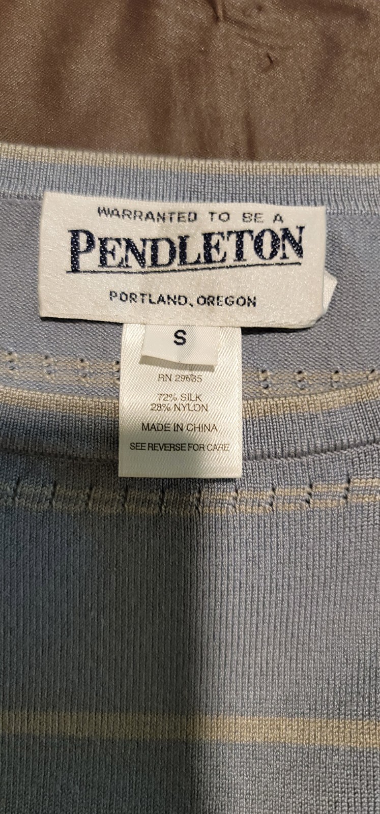 Pendleton Silk Blend Sweater Womens Small Blue Striped Short Sleeve Knit Top