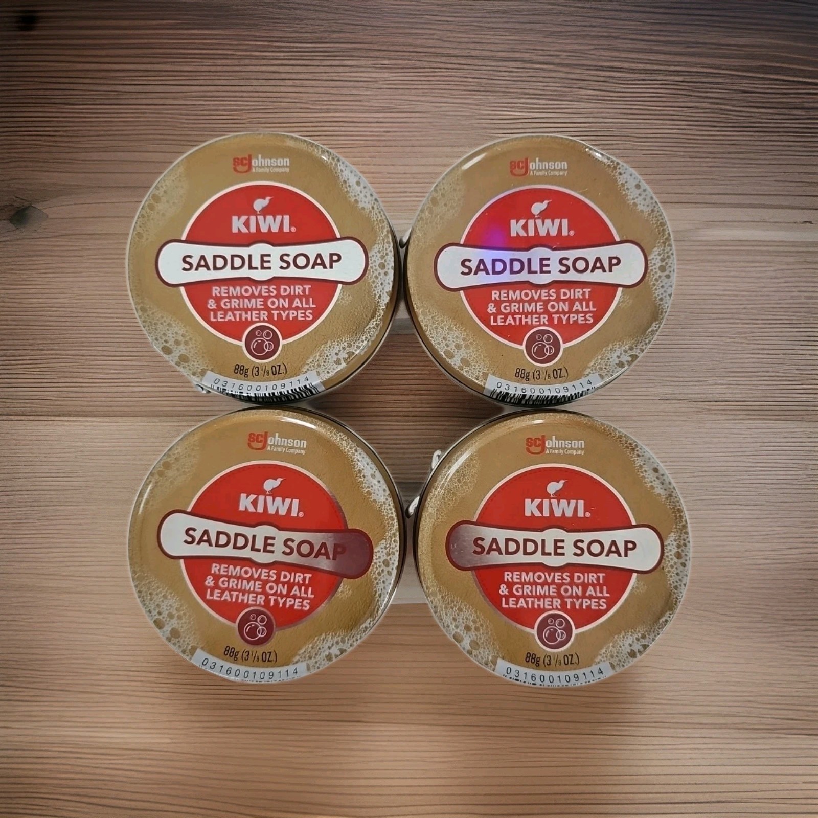 4 Count KIWI Smooth Leather SADDLE SOAP Dirt Grime Stain Cleaner 88g