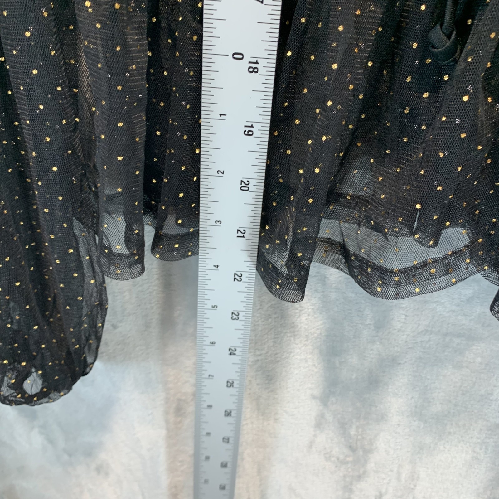 Hesperus Womens Cardigan M Tie Front Black Sheer Gold Dots Peplum Whimsygoth Y2K