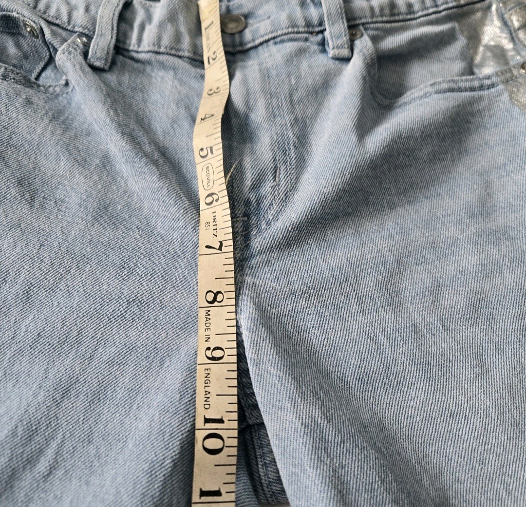 American Eagle Stovepipe Jeans Womens 4 Long High Rise Metallic Side Stripe