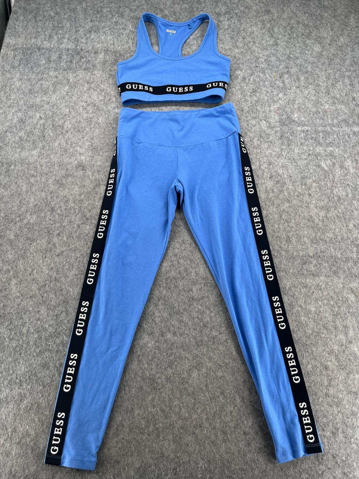 Guess Womens Activewear 2 Piece Sports Bra + Leggings Set Blue S/M