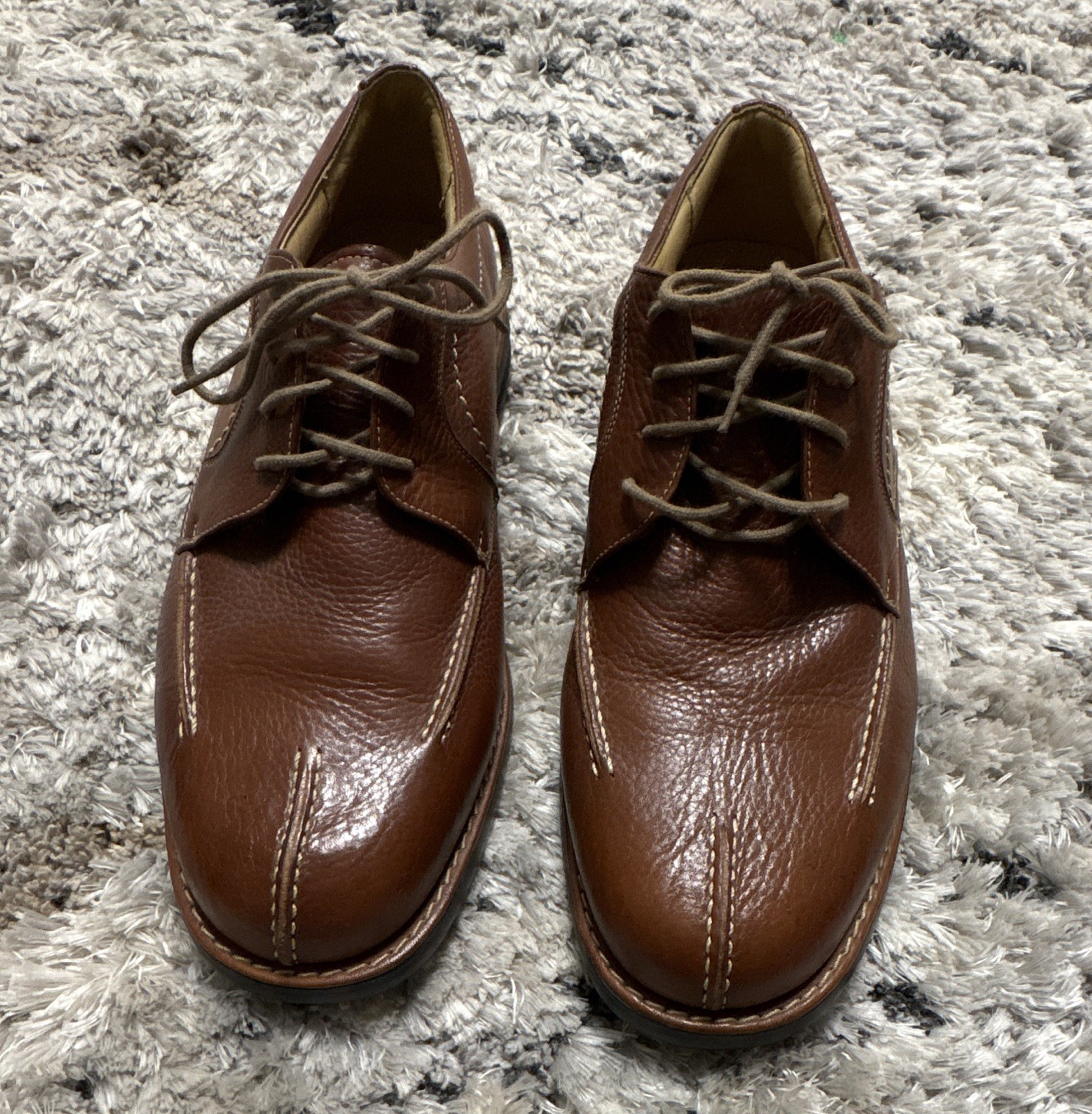 Sandro Moscoloni Men’s Brown Leather Lace-Up Derby Dress Shoes US 11 Solid Logo