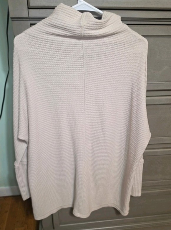 We The Free Beige Rib-Knit Cowl Neck Pullover Sweater Long Sleeve M