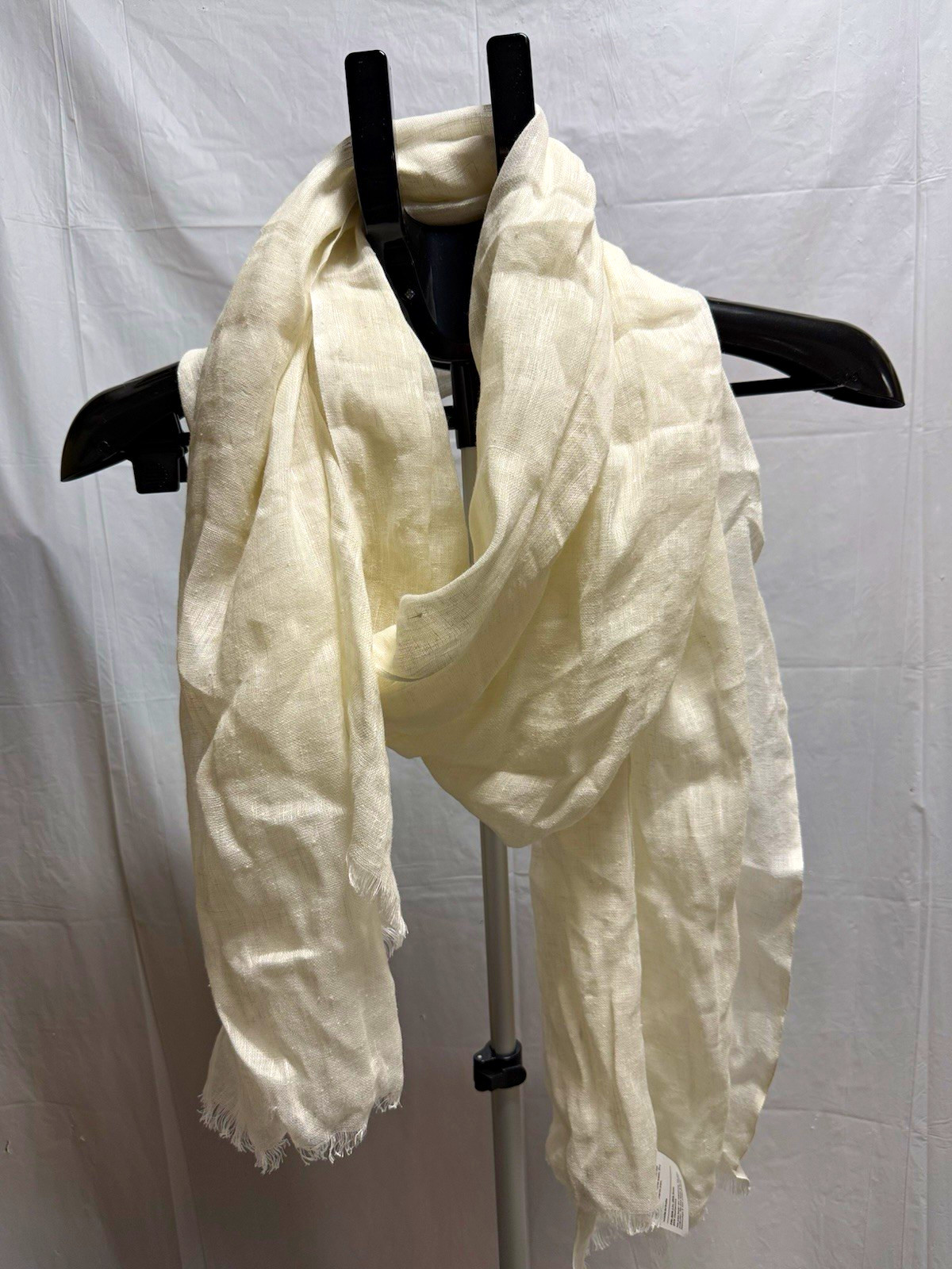 Quince Lightweight Linen Silk Cashmere Scarf Ivory 28×79 One Size