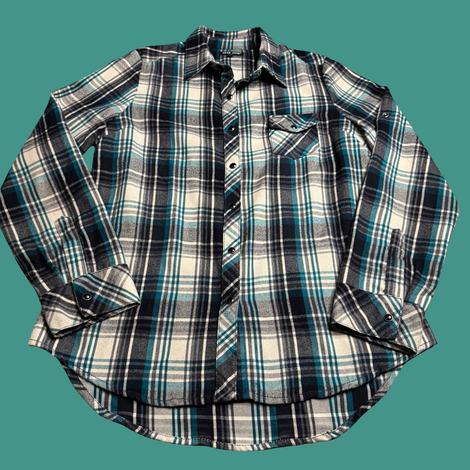 Dear John Womens Flannel Shirt Medium Plaid Pearl Snap Western Anthropologie