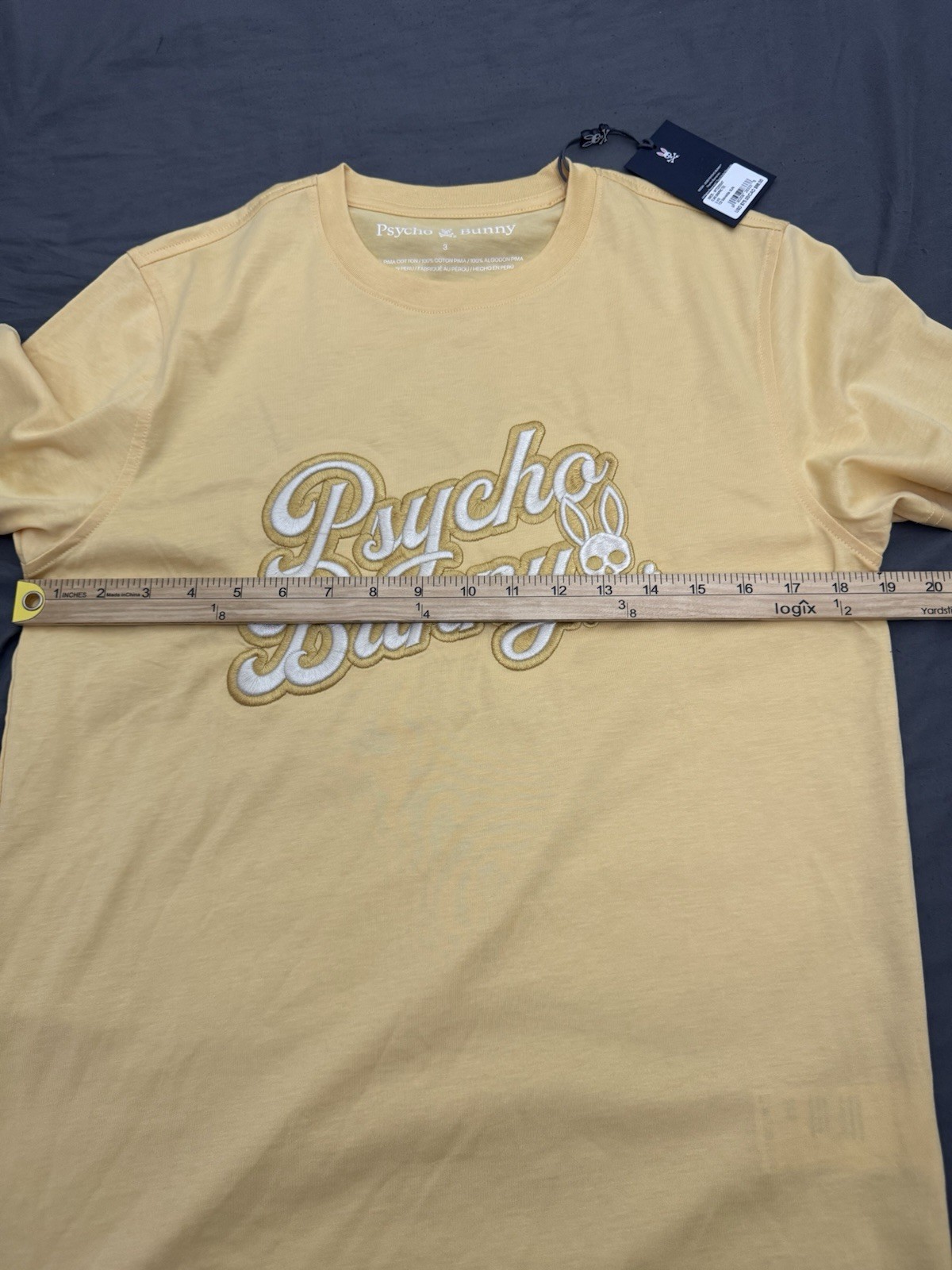 Psycho Bunny Elias Graphic Tee Mens S Sz 3 Sahara Sun Yellow Embroidered NWT