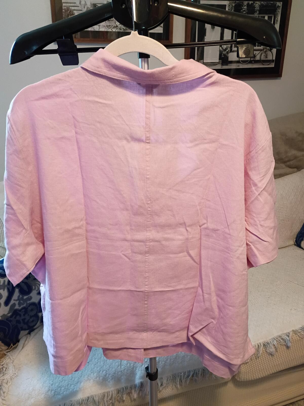 Buffalo David Bitton Lavender Pink Short Sleeve Button Front Blouse Size XXL New