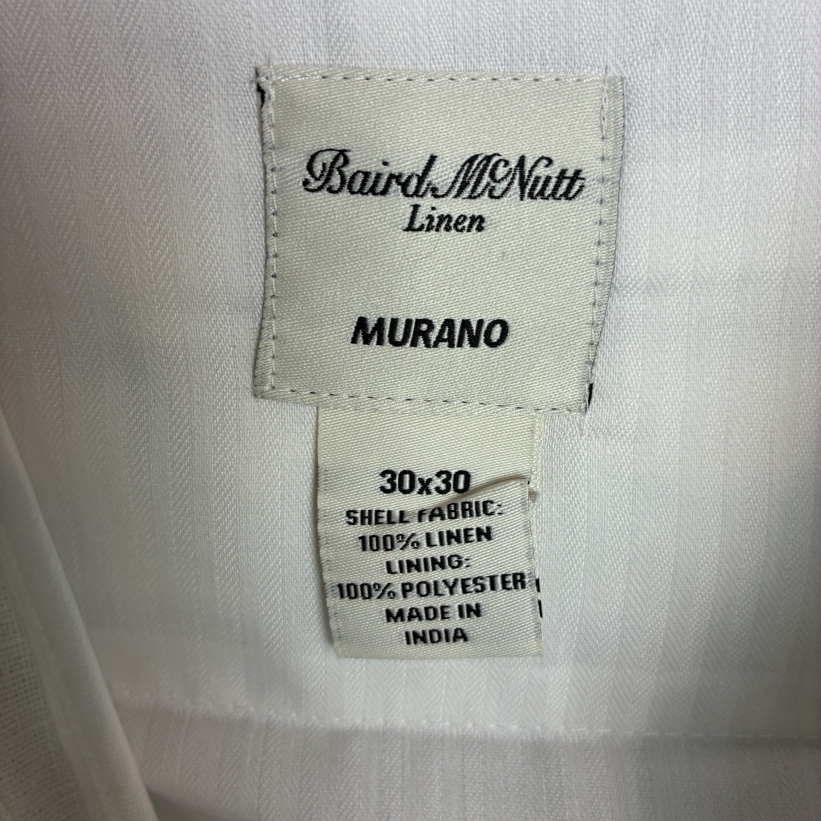 Baird McNutt Murano Linen Pants Men’s 30×30 White Chino Lined Cuffed Flat Front