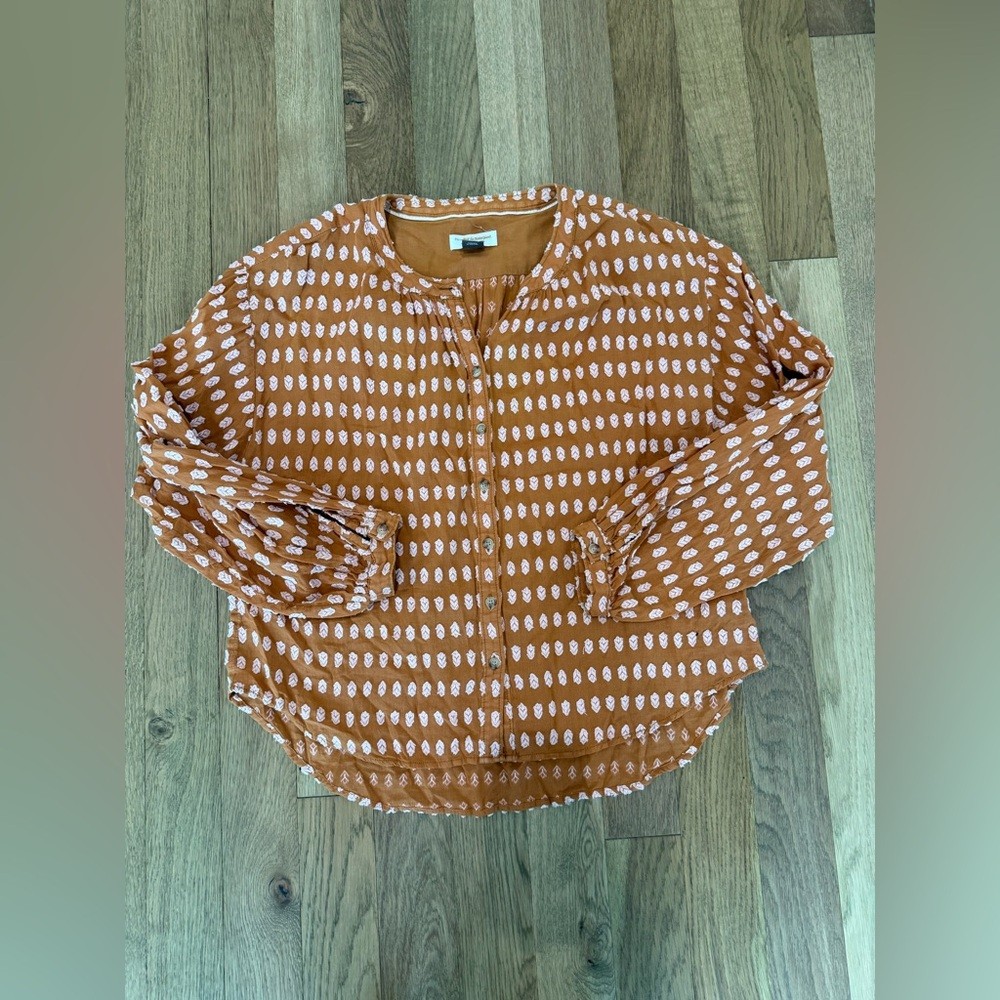🧡 Pilcro x Anthropologie Tavi Textured Blouse – Size S ✨