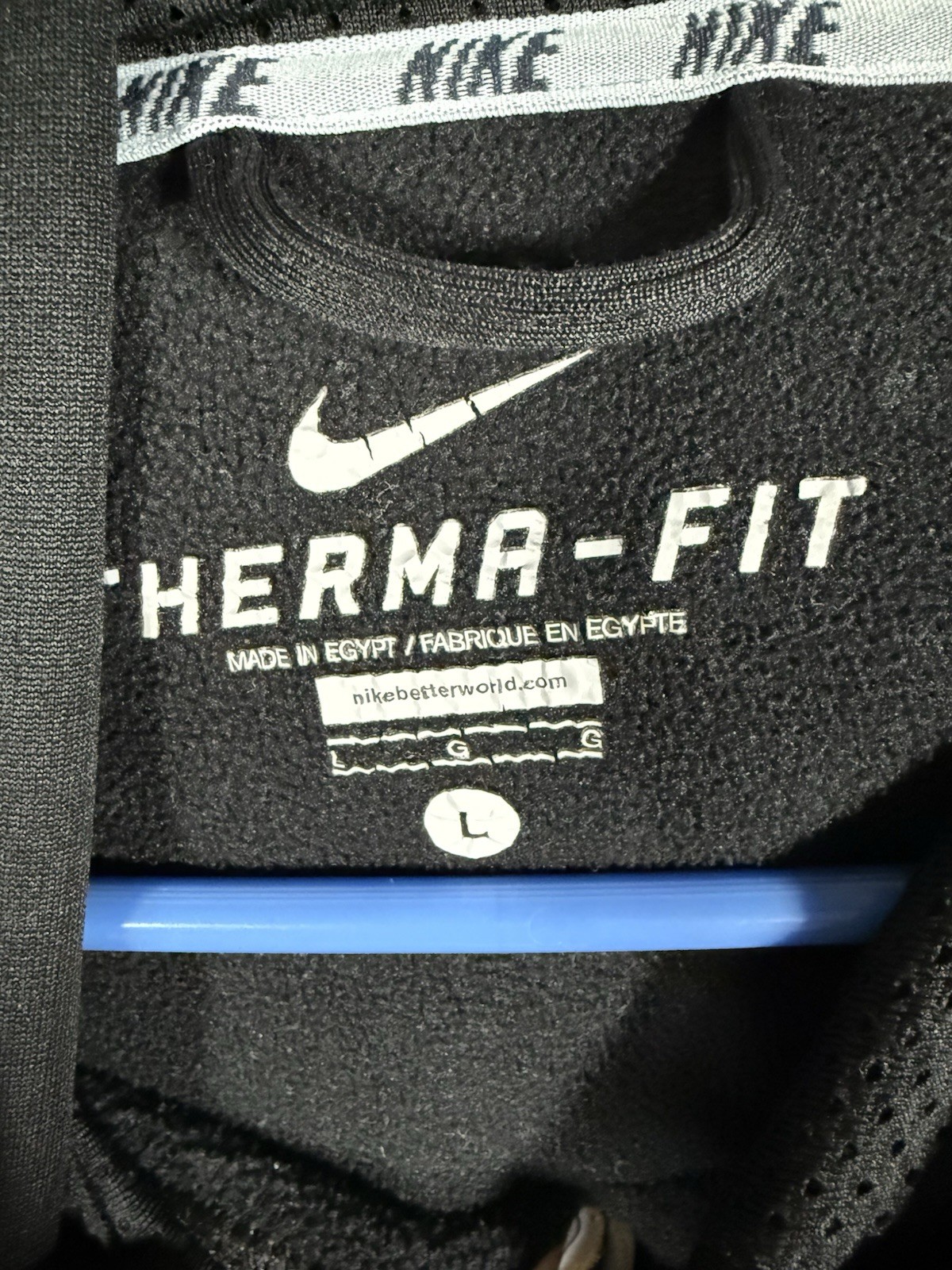 Mens Nike Therma Fit Black Light Blue Hoodie Sweatshirt Size Large