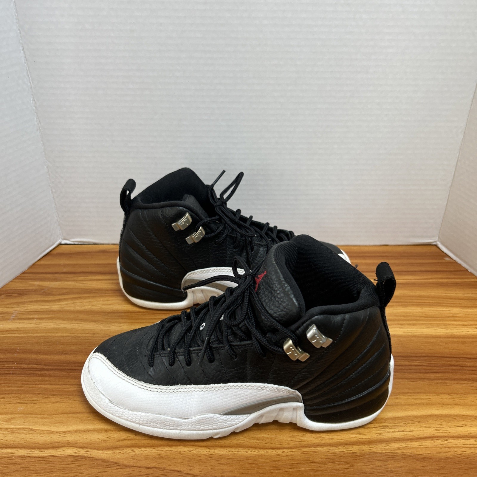 Jordan 12 Retro Playoffs 2022 GS Black White Red 153265-006 Kids Size 4.5 SP3472