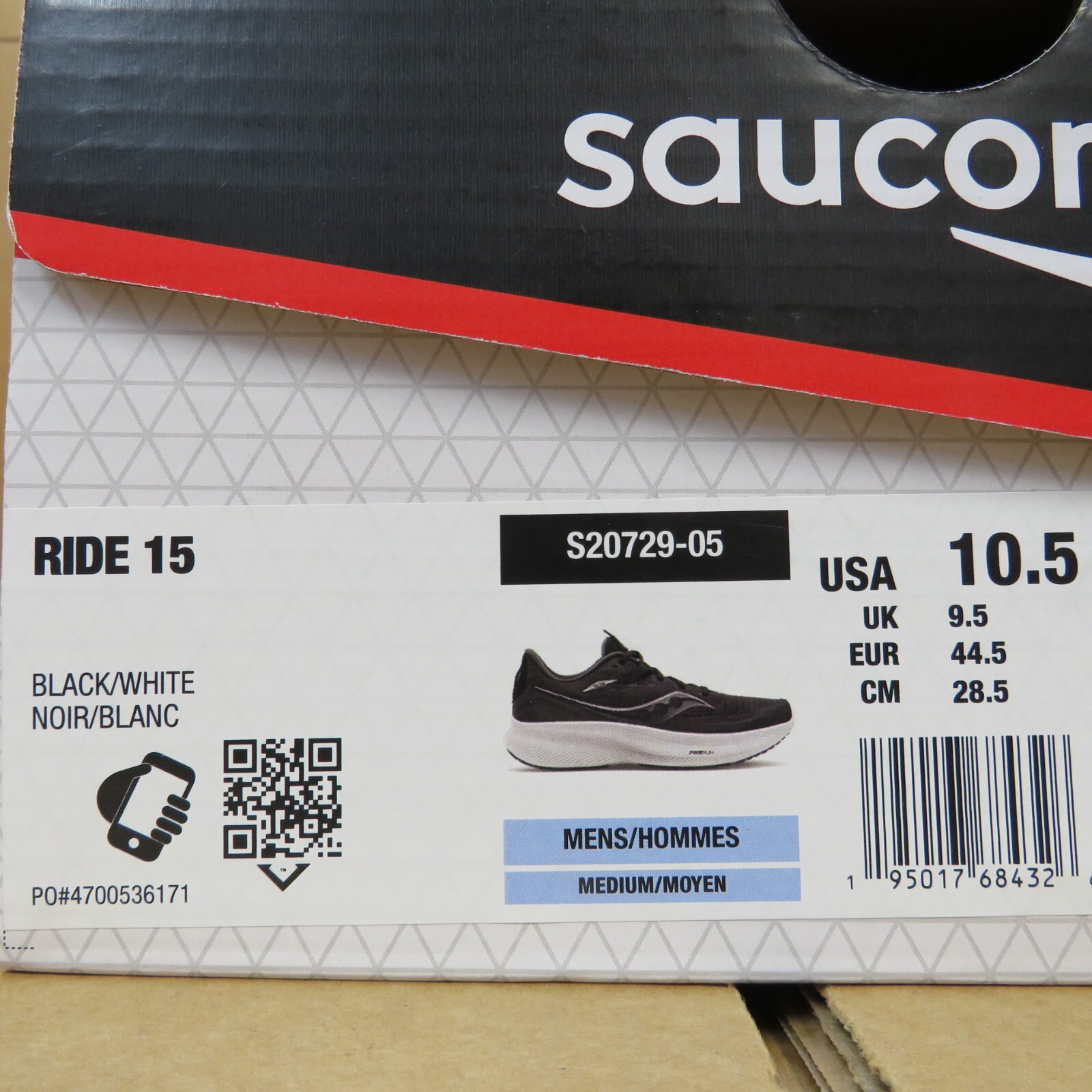 Saucony Ride 15 Running Shoes (Men’s Size 10.5 D)…Mostly Black Color