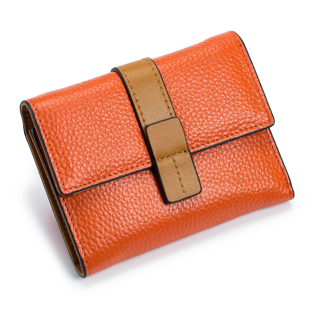 Women Trifold RFID Blocking Leather Clutch Wallet Hasp Card Holder Mini Handbag